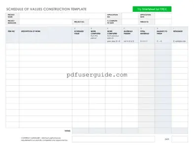 Free Schedule Values Form in PDF