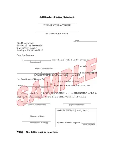 Free Self Employed Letter Form in PDF