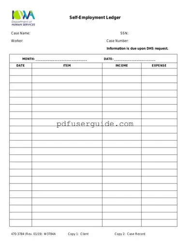 Free Self Employment Ledger Form in PDF
