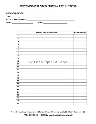 Free Sign In Roster Form in PDF
