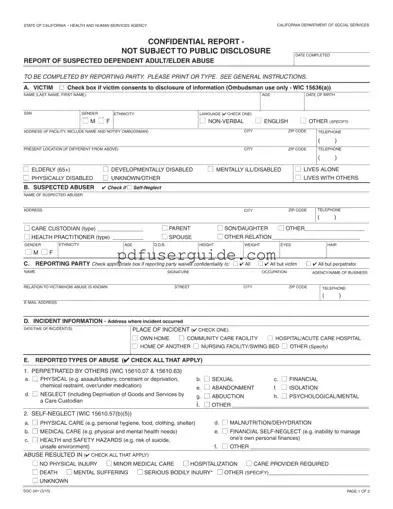 Free Soc 341 Form in PDF