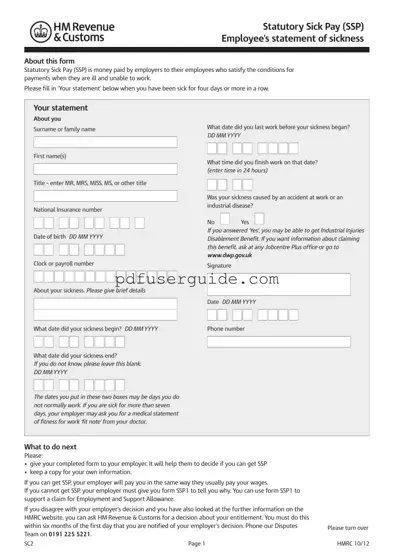 Free Ssp Form in PDF