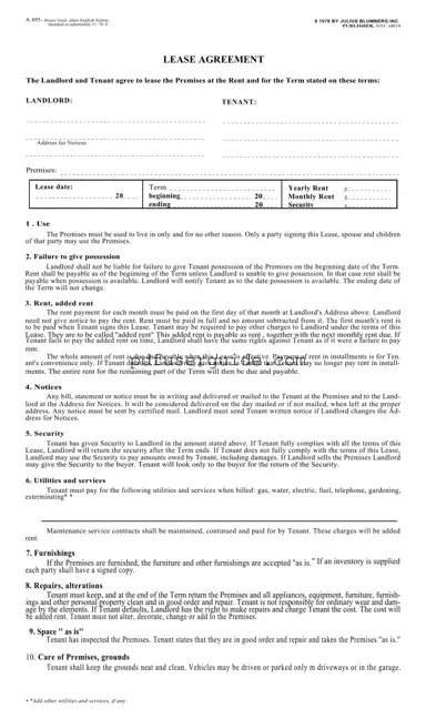 Free Blumberg Lease Agreement Form in PDF