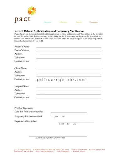 Free State Of Ca Pregnancy Verification Form in PDF