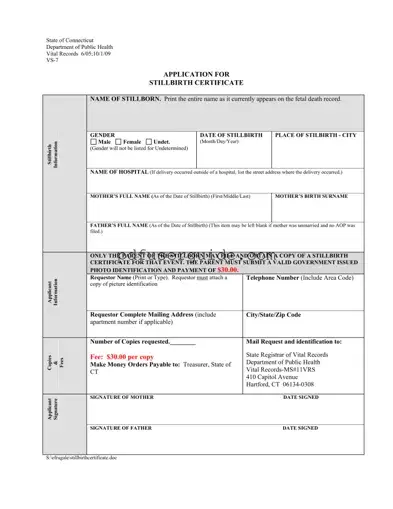 Free Stillbirth Certificate Form in PDF