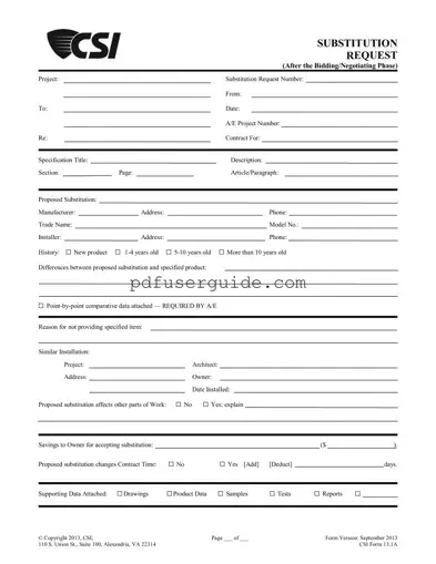 Free Csi 13 1A Form in PDF