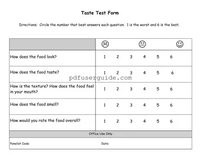 Free Taste Test Form in PDF