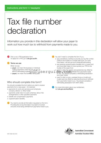 Free Tax Declaration Nat 3092 Form in PDF