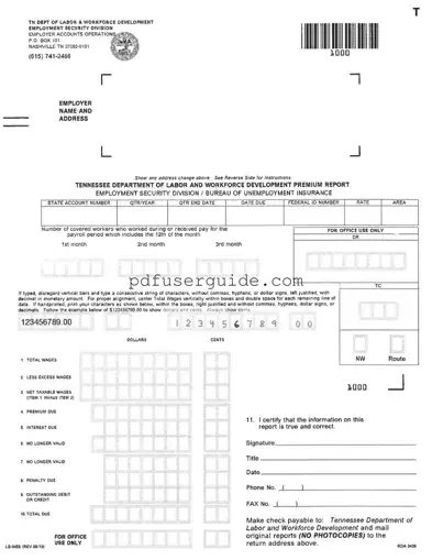 Free Tennessee Lb 0456 Form in PDF