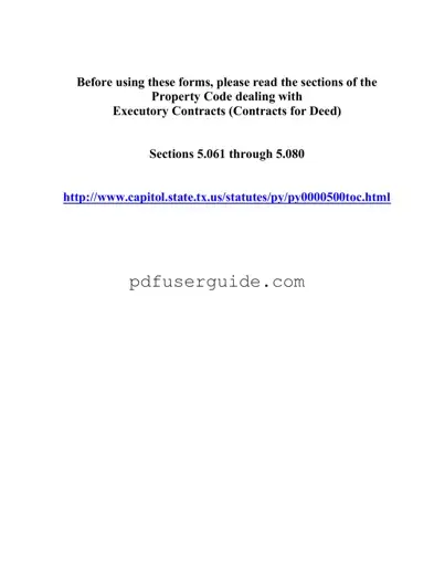 Free Texas Contract For Deed Form in PDF
