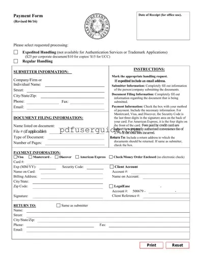 Free Texas Sos Payment 807 Form in PDF