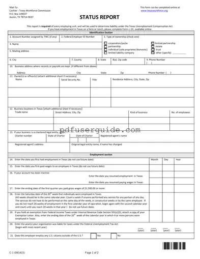 Free Texas Workforce Commission Report Form in PDF