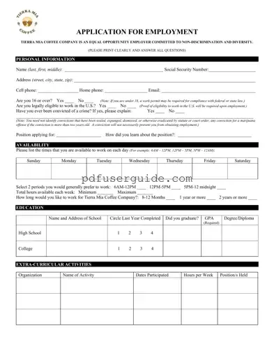 Free Tierra Mia Application Form in PDF
