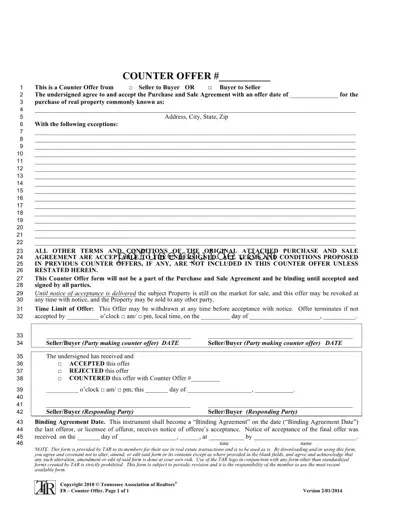 Free Tn Counter Offer Form in PDF
