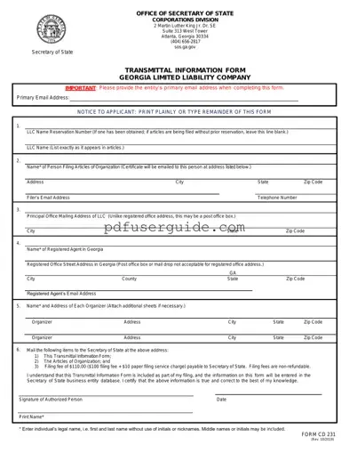 Free Transmittal 231 Form in PDF
