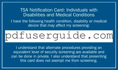 Free Tsa Notification Card Form in PDF