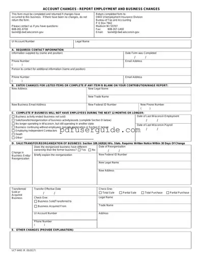 Free Uct 6491 Form in PDF
