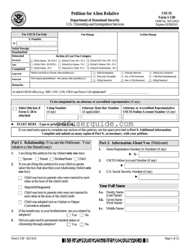 Free USCIS I-130 Form in PDF