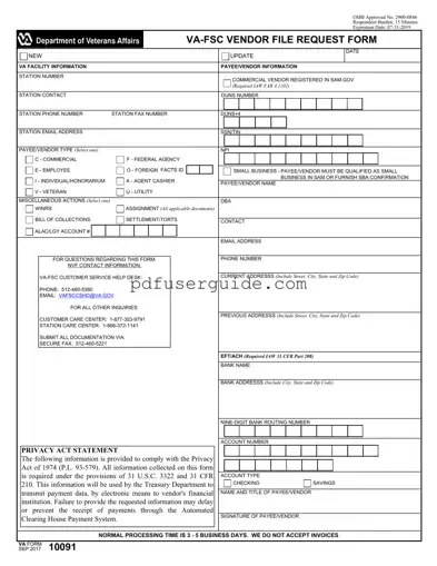 Free Va 10091 Form in PDF