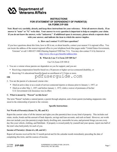 Free Va 21 509 Form in PDF