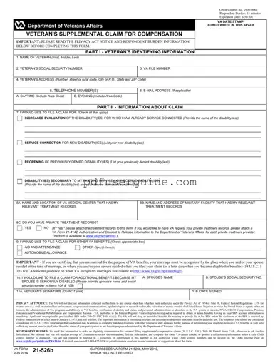 Free Va 21 526B Form in PDF