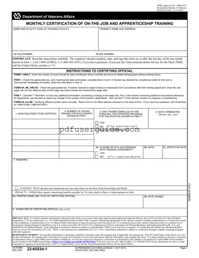 Free Va 22 6553D 1 Form in PDF