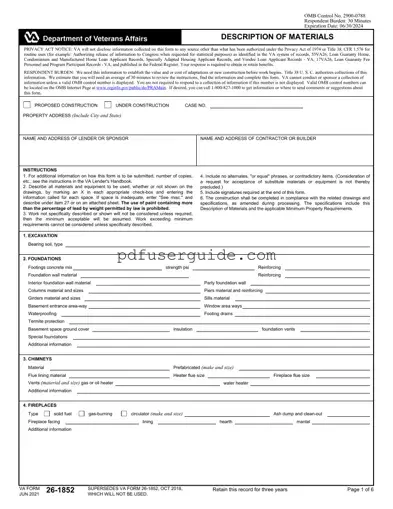 Free Va 26 1852 Form in PDF