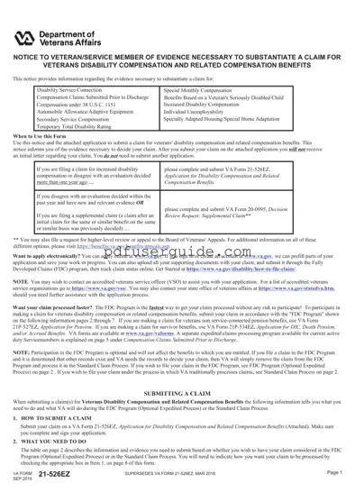 Free VBA VA 21-526EZ Form in PDF