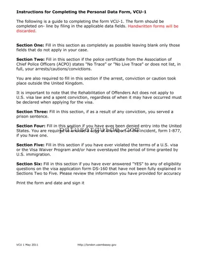 Free Vcu 1 Form in PDF