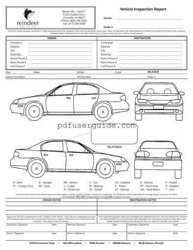 Free Vehicle Inspection Sheet Form in PDF