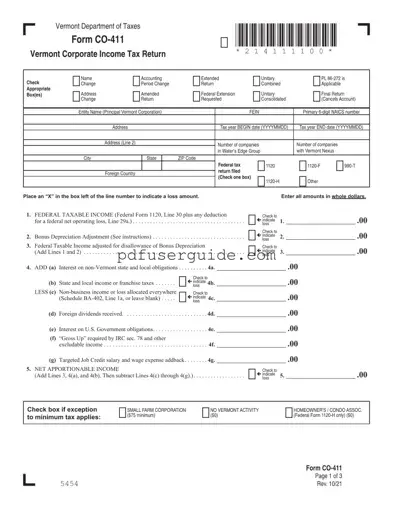 Free Vt Co 411 Form in PDF