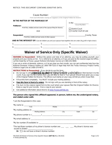Free Waiver Service Form in PDF