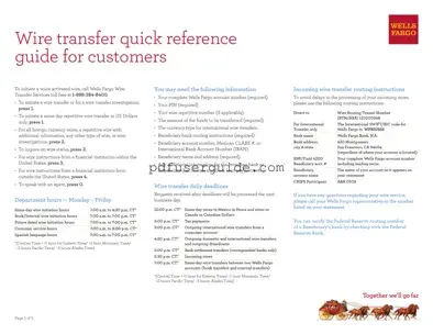 Free Wells Fargo Wire Transfer Form in PDF