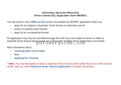 Free Wisconsindmv Mv3001 Form in PDF