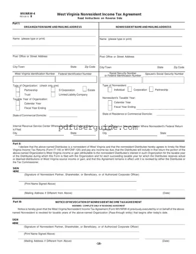 Free Wv Nrw 4 Form in PDF