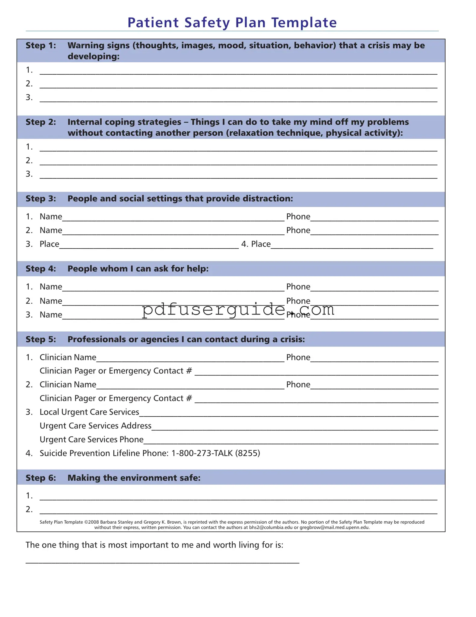Free Safety Plan Form in PDF