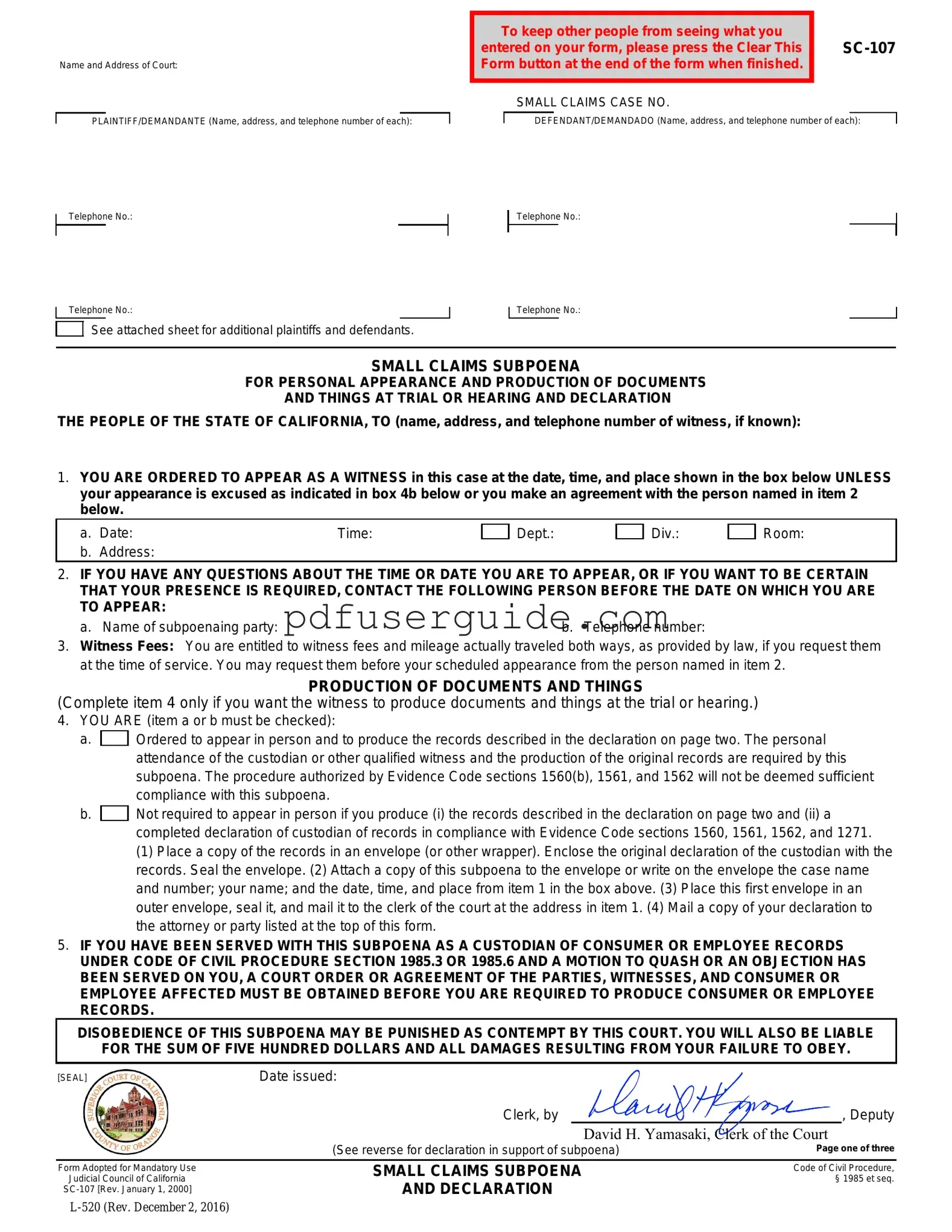 Free Sc 107 Form in PDF
