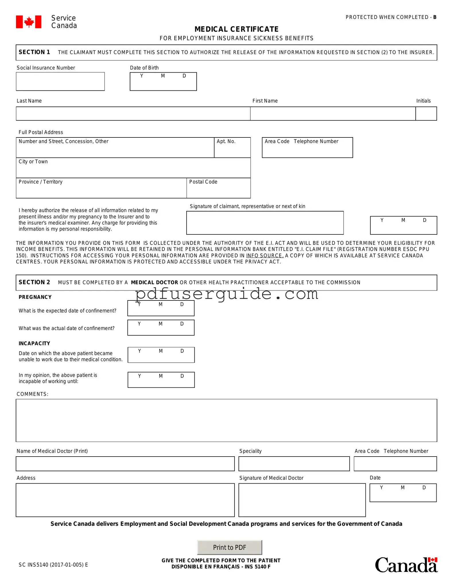 Free Sc Ins5140 Form in PDF