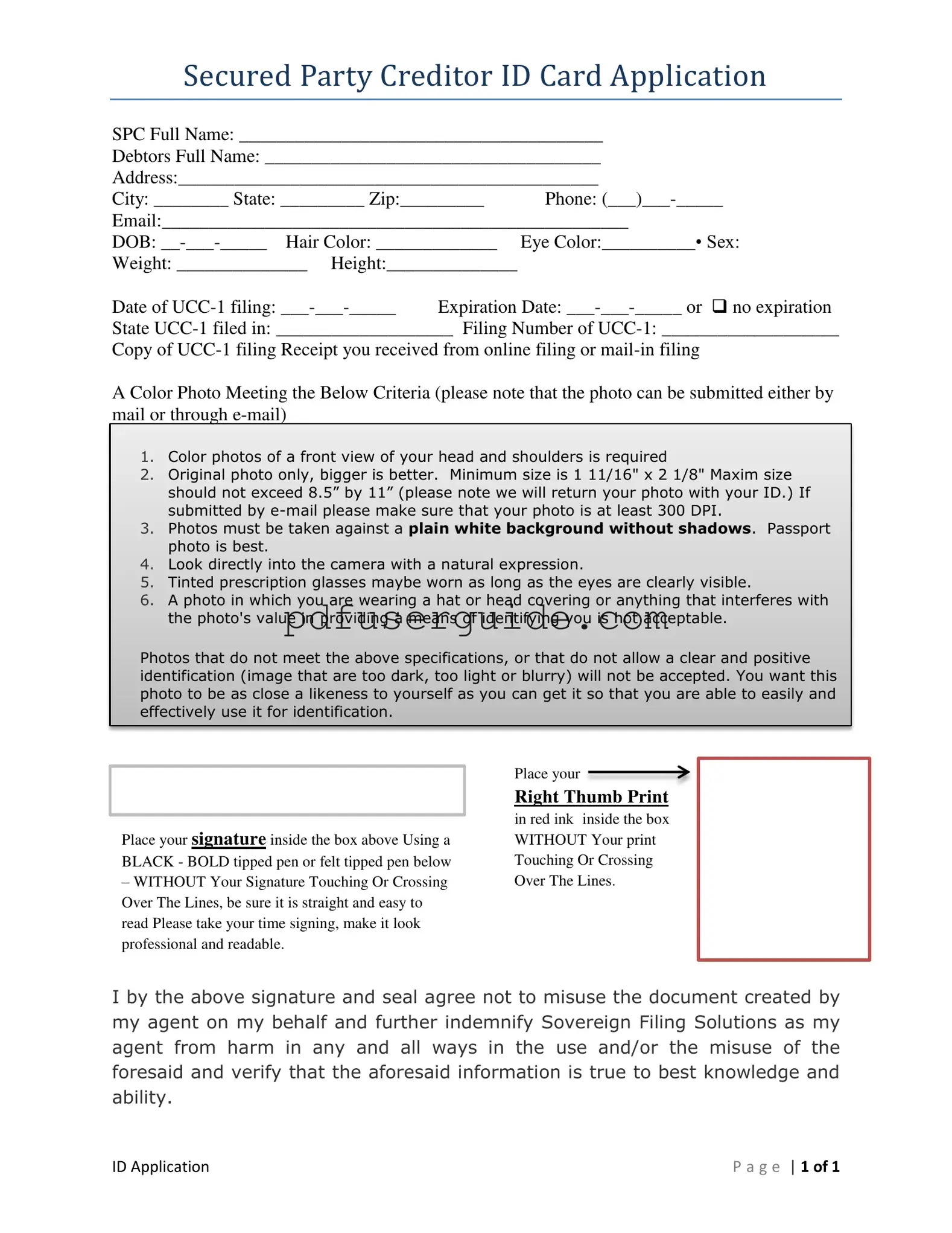 Free Secure Party Creditor Form in PDF