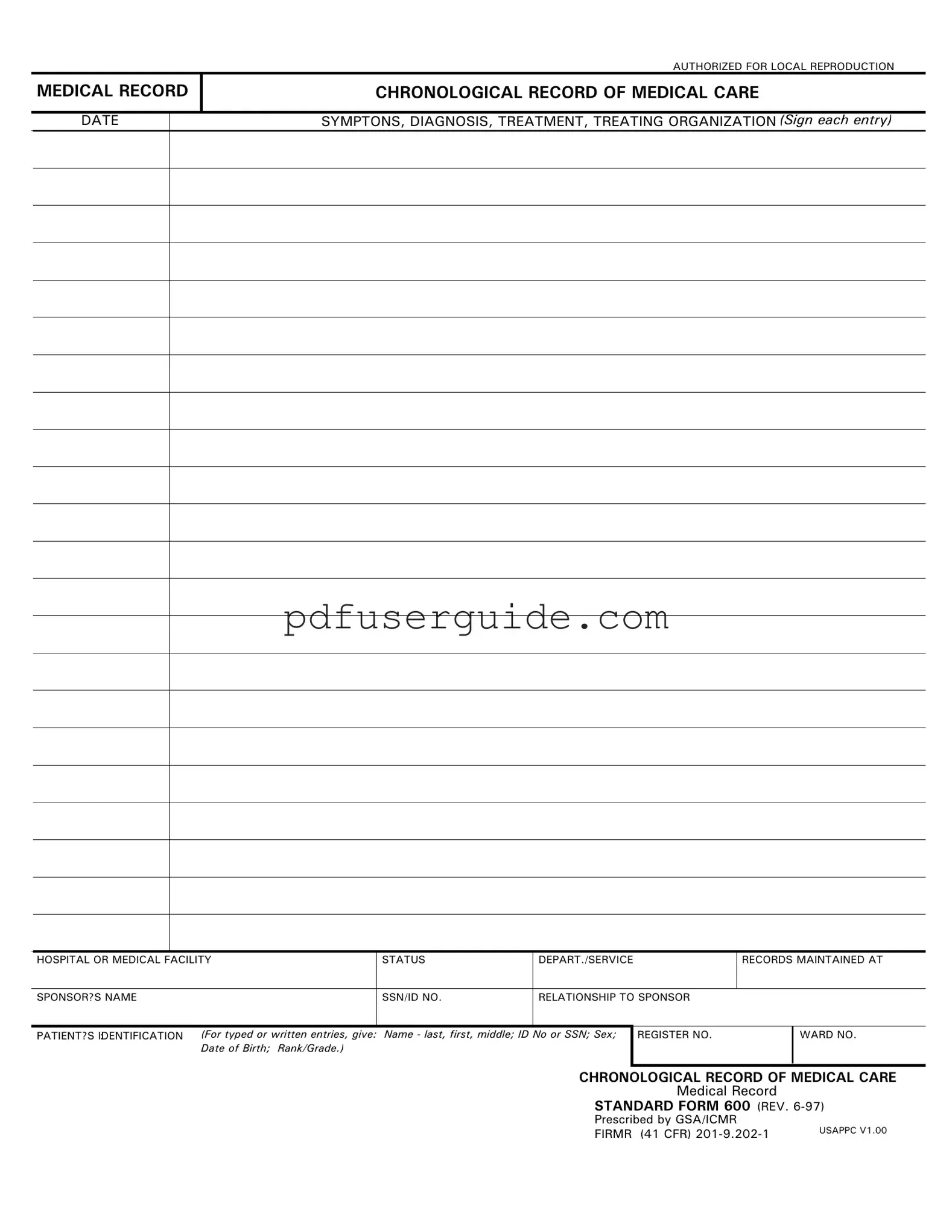 Free Sf 600 Form in PDF