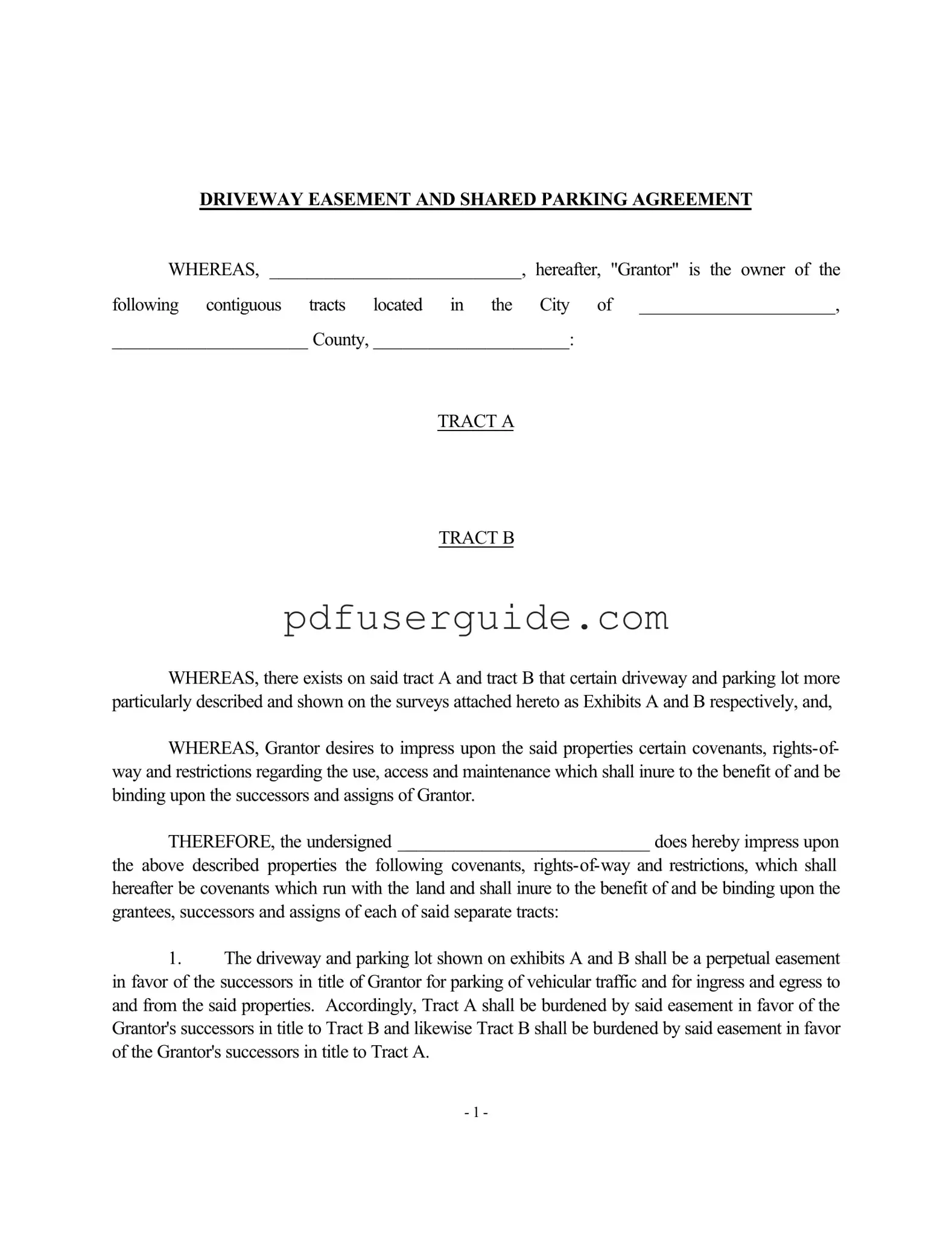Free Shared Driveway Agreement Form in PDF