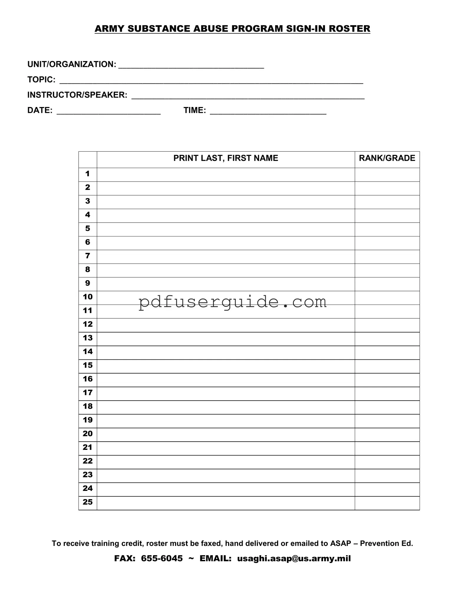 Free Sign In Roster Form in PDF