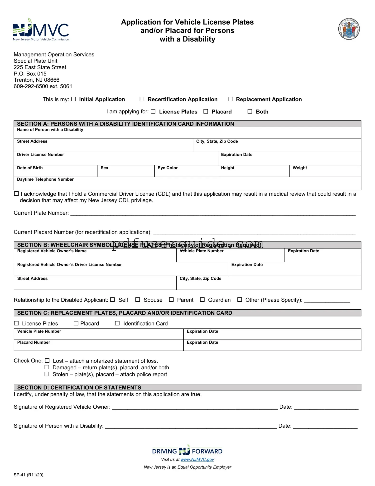 Free Sp41 Form in PDF
