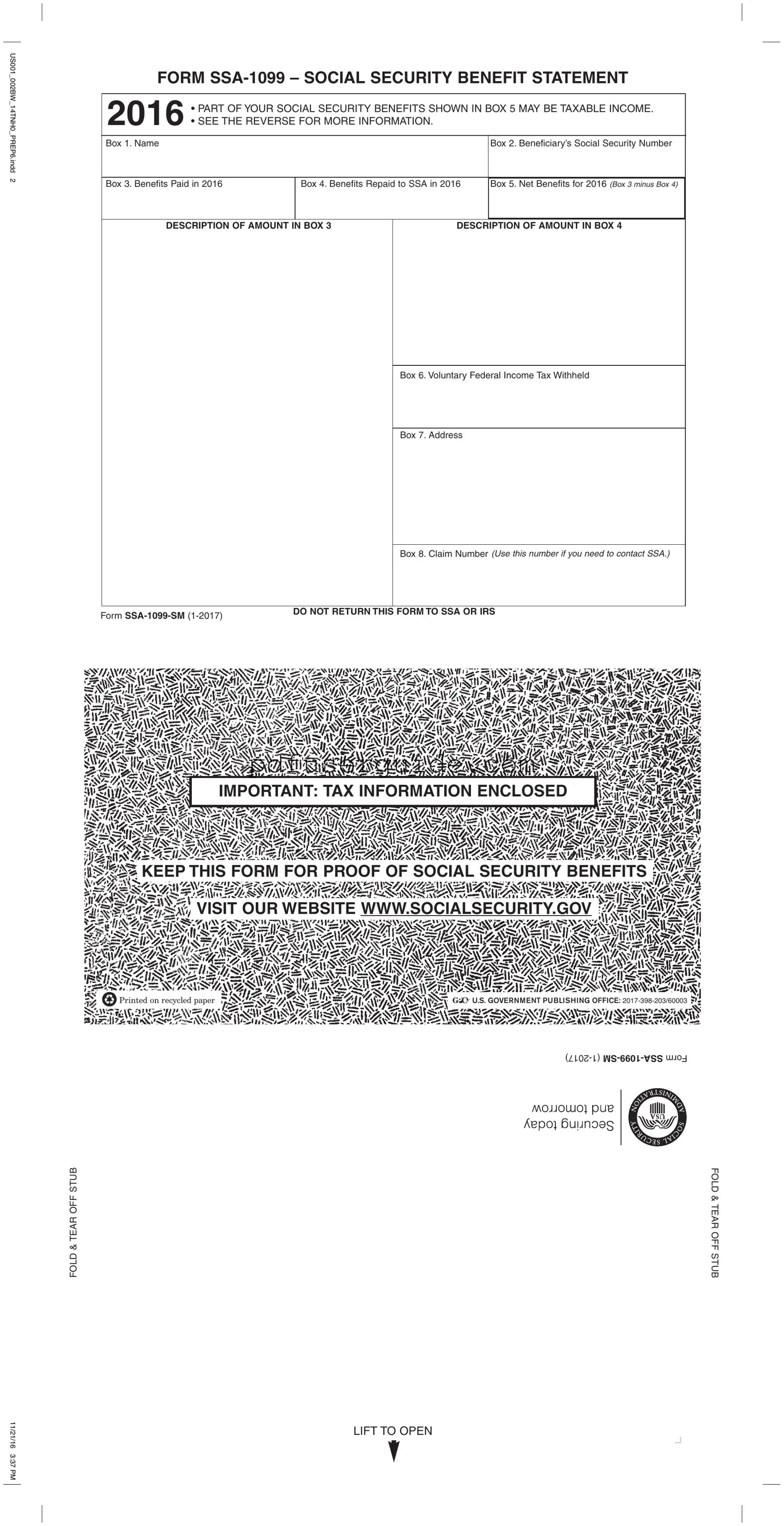 Free Ssa 1099 Form in PDF