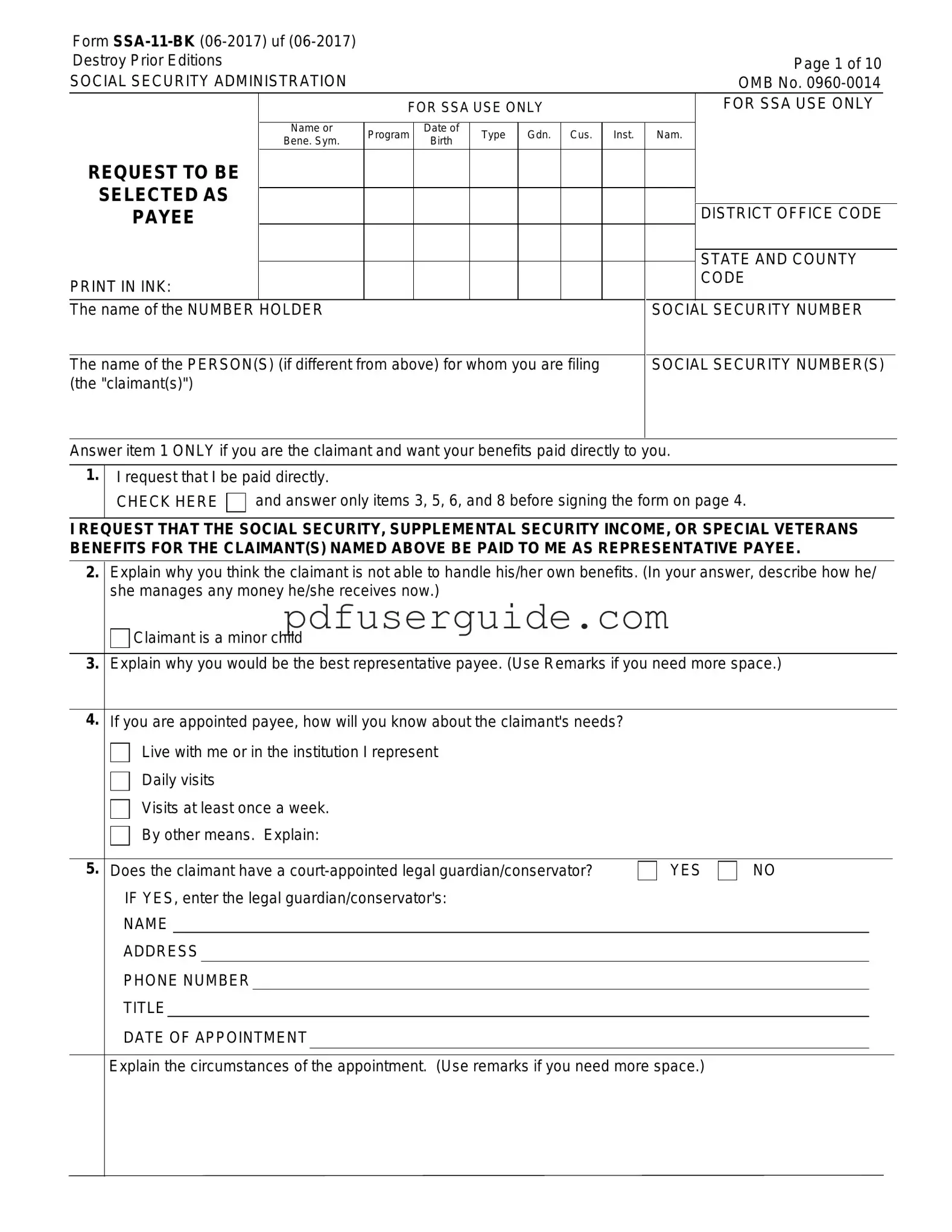 Free Ssa 11 Form in PDF