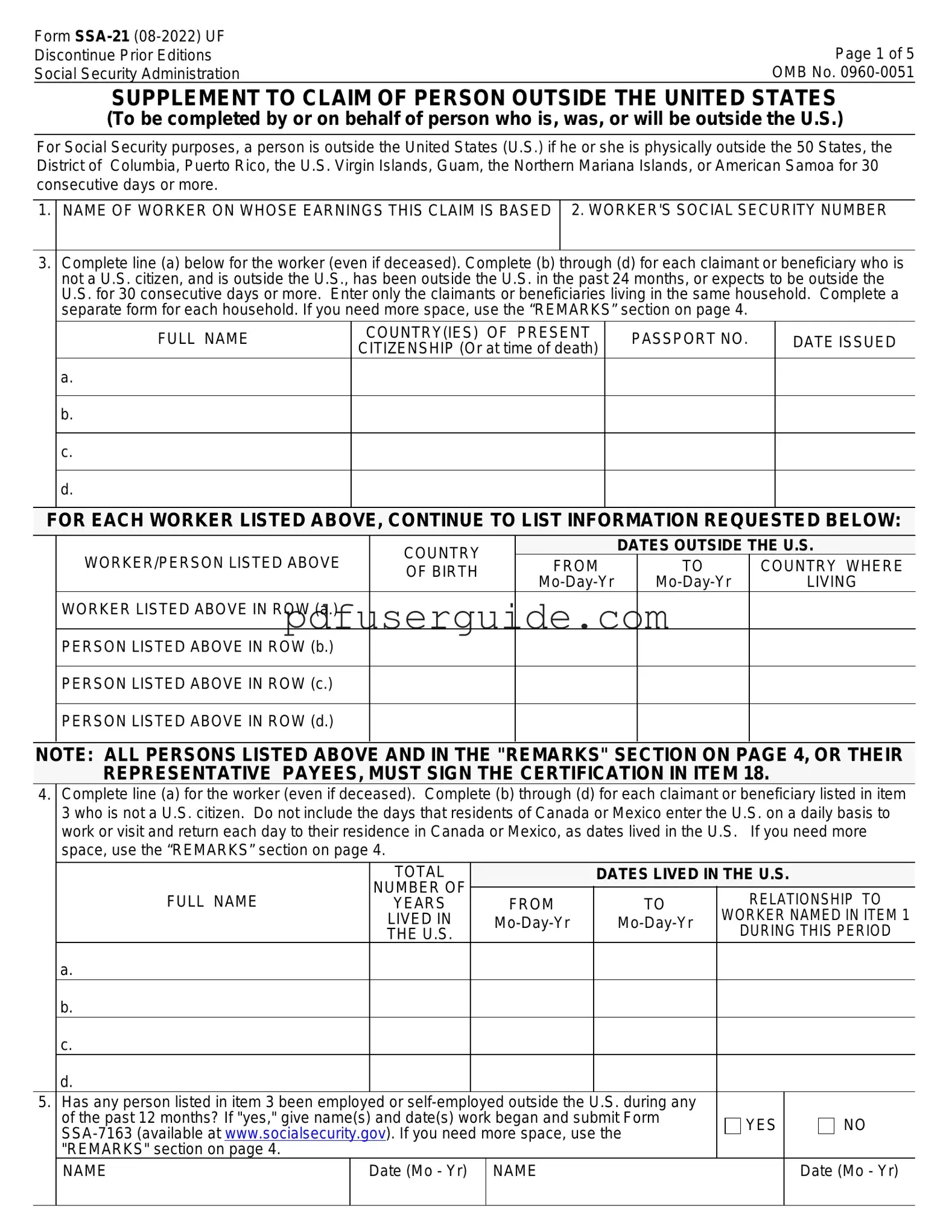 Free Ssa 21 Form in PDF