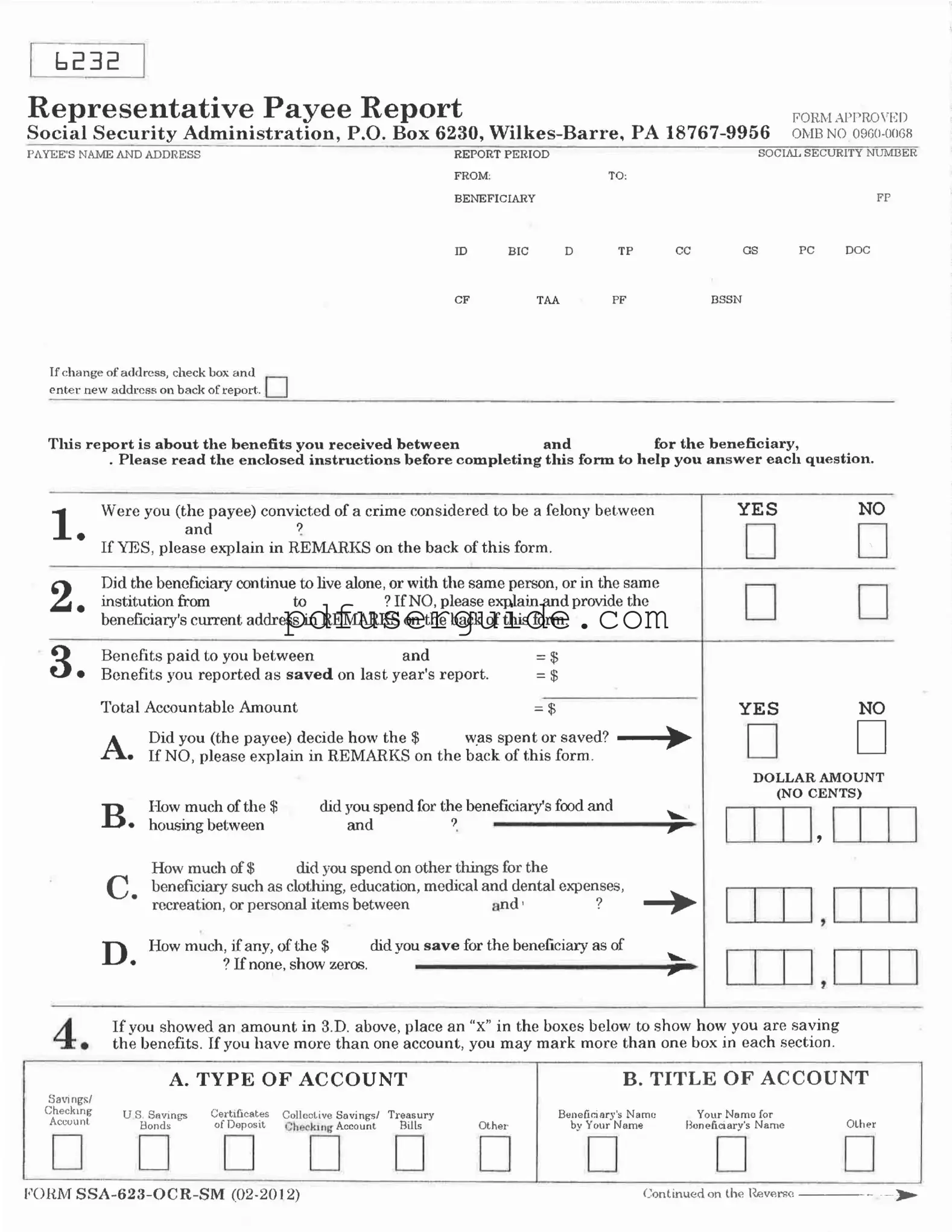Free Ssa 6232 Form in PDF