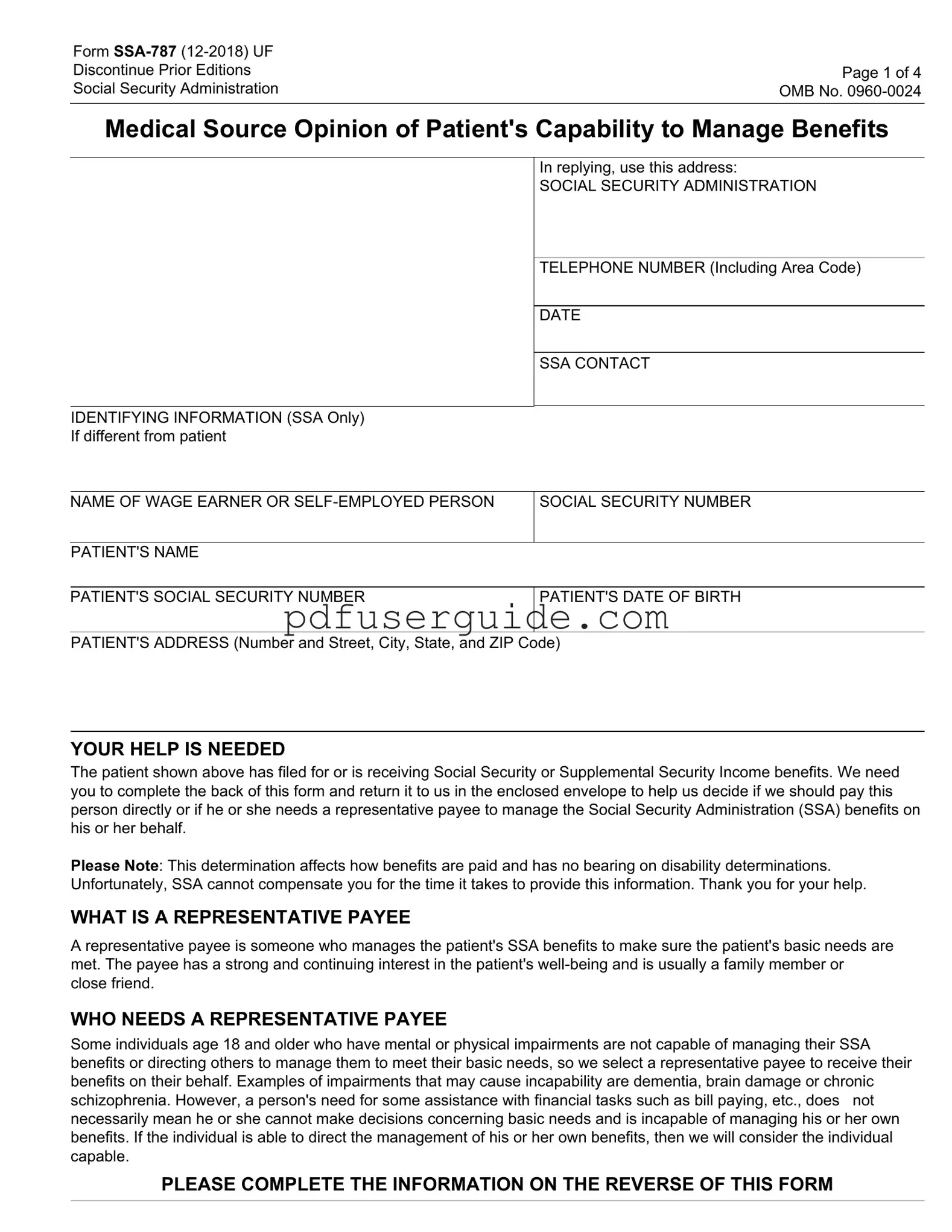 Free Ssa 787 Form in PDF
