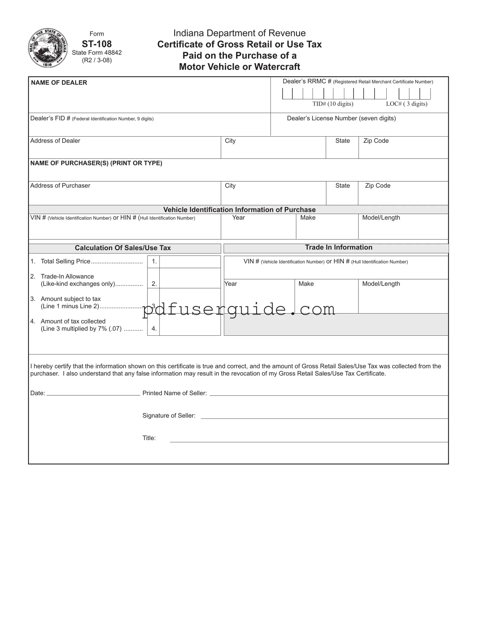 Free St 108 Form in PDF