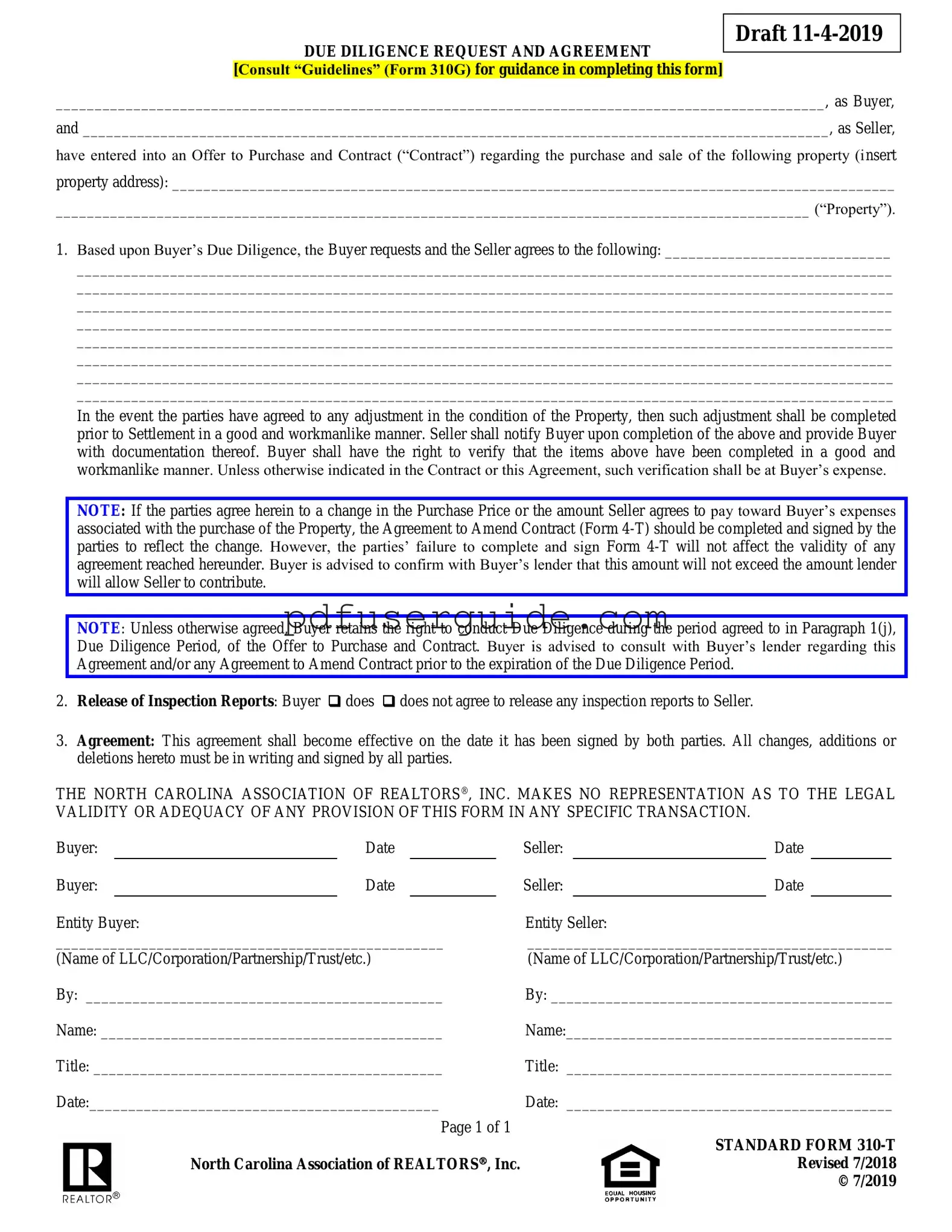 Free Standard 310 T Form in PDF